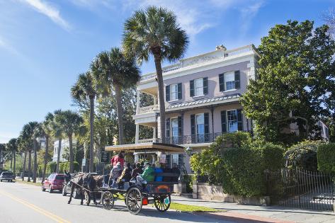 Art.com Photographic print: horse cart before a colonial house, charleston, south carolina, united states of america by michael runkel: 12x8in
