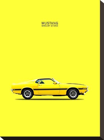 Stretched Canvas Print: Mustang Shelby GT350 69 Yellow by Mark Rogan: 16x12in