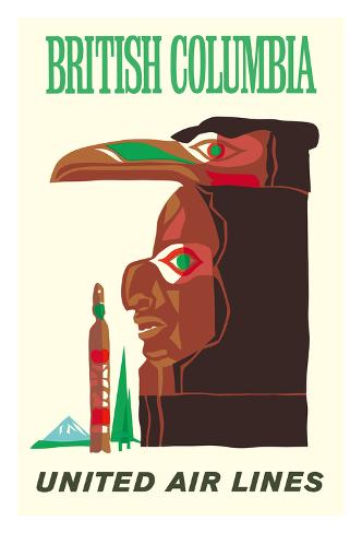 Giclee Print: British Columbia - Northwest Indian Totem Pole by Pacifica Island Art: 44x30in
