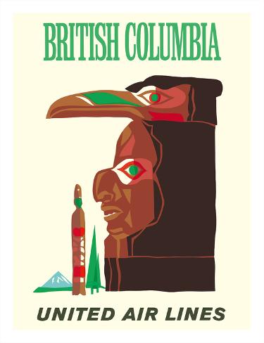 Giclee Print: British Columbia - Northwest Indian Totem Pole by Pacifica Island Art: 26x20in