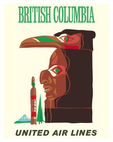 Giclee Print: British Columbia - Northwest Indian Totem Pole by Pacifica Island Art: 20x16in