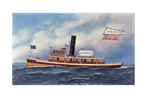 Giclee Print: American Steam Tug John Nichols, 1899 by Antonio Jacobsen: 24x16in