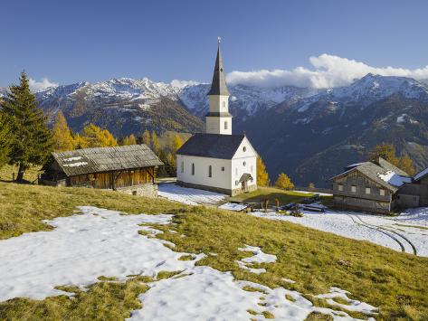 Photographic Print: Church Marterle, Rangersdorf, Mslltal, Kreuzeck Group, Hohe Tauern, Carinthia, Austria by Rainer Mirau: 24x18in