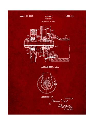 Art Print: Ford Water Pump Patent by Cole Borders: 16x12in