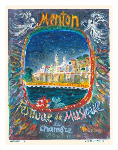 Giclee Print: Menton, France - Chamber Music Festival (Festival de Musique de Chambre) by Constantin Terechkovitch: 14x11in