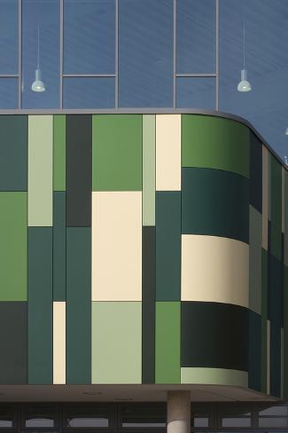 Photo: Green Hues of Geometric Pattern on Exterior of Richard Rose Central Academy Victoria Place Uk by David Barbour: 24x16in