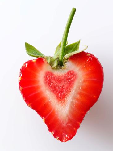 Photographic Print: Heart Shaped Strawberry Half by Paul Williams: 24x18in