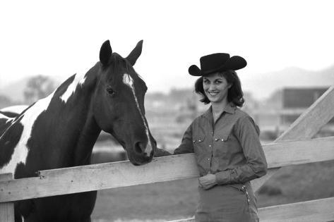 Photographic Print: Lee Archer, 24, Riding a Horse at O.B. Llyod Stables in Scottsdale, Arizona, October 1960 by Allan Grant: 12x8in