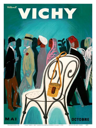 Art Print: Vichy, France - Resorts and Spas - May through October (Mai-Octobre) by Bernard Villemot: 12x9in