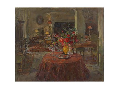 Giclee Print: Grand Salon with Red Roses by Susan Ryder: 24x18in