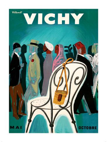 Premium Giclee Print: Vichy, France - Resorts and Spas - May through October (Mai-Octobre) by Bernard Villemot: 16x12in