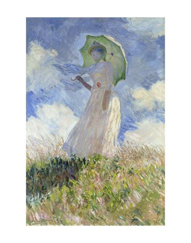 Art Print: Woman with Parasol by Claude Monet: 14x11in