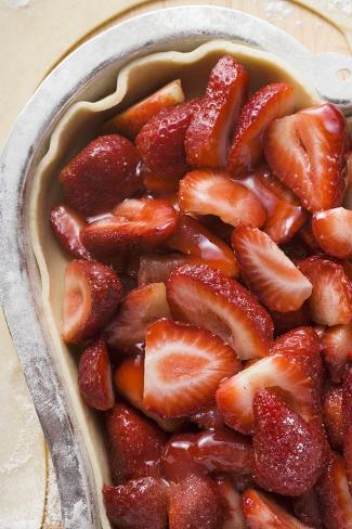 Photographic Print: Heart-Shaped Strawberry Pie, Unbaked (Close-Up) by Foodcollection: 24x16in