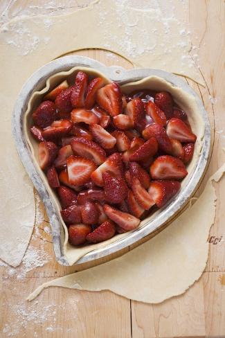 Photographic Print: Heart-Shaped Strawberry Pie, Unbaked by Foodcollection: 24x16in