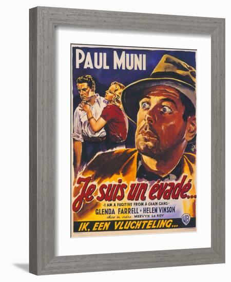 I Am a Fugitive From a Chain Gang, Belgian Movie Poster, 1932-null-Framed Art Print