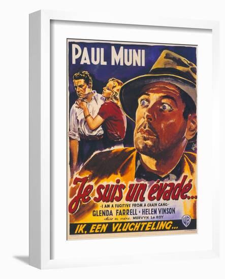 I Am a Fugitive From a Chain Gang, Belgian Movie Poster, 1932-null-Framed Art Print