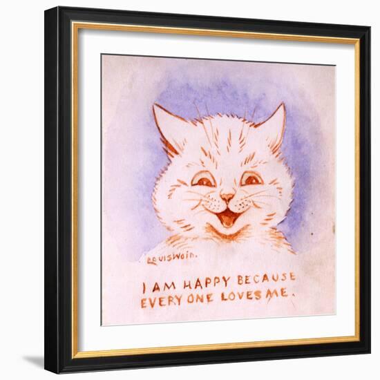 I Am Happy Because Everyone Loves Me, C.1928-Louis Wain-Framed Giclee Print