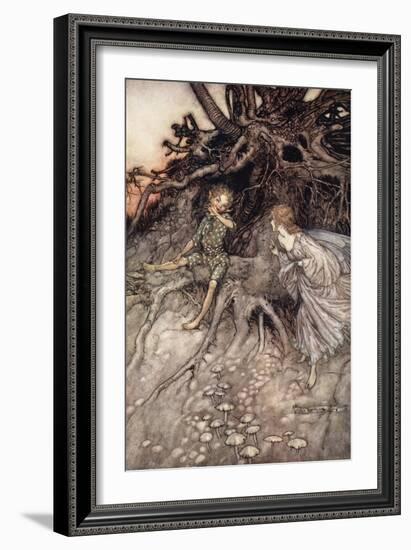 I Am That Merry Wanderer of the Night, Illustration from 'Midsummer Nights Dream'-Arthur Rackham-Framed Giclee Print