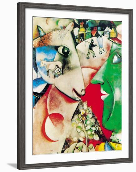 I and the Village, c.1911-Marc Chagall-Framed Art Print