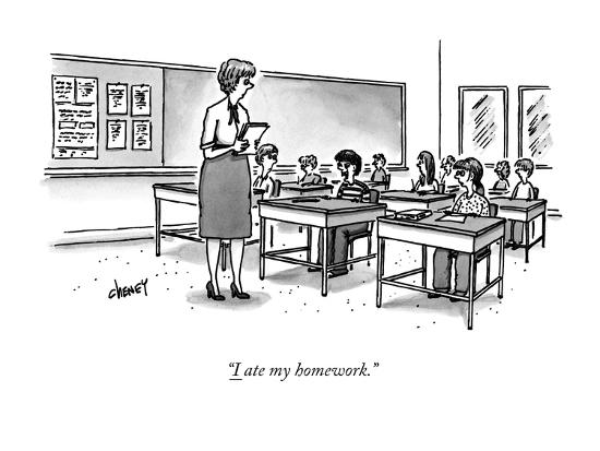 I Ate My Homework New Yorker Cartoon Premium Giclee Print Tom Cheney Art Com I Ate My Homework New Yorker Cartoon Premium Giclee Print Tom Cheney Art Com
