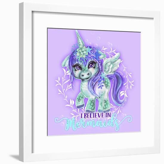 I Believe in Mermaids CutieCorn-Sheena Pike Art And Illustration-Framed Giclee Print