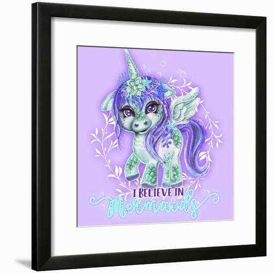 I Believe in Mermaids CutieCorn-Sheena Pike Art And Illustration-Framed Giclee Print