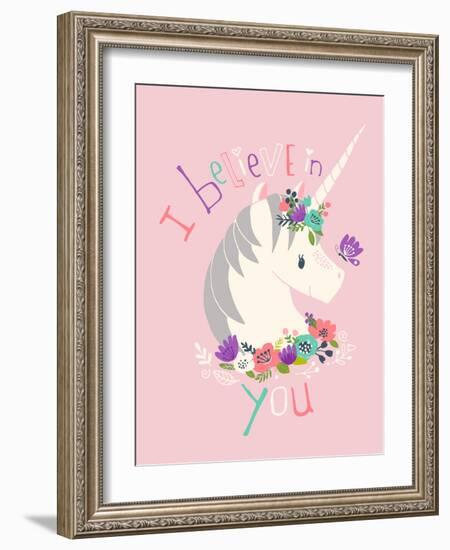 I Believe in You on Pink-Heather Rosas-Framed Art Print