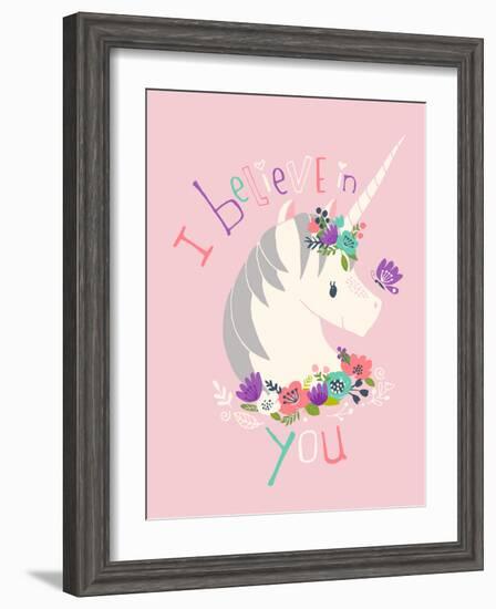 I Believe in You on Pink-Heather Rosas-Framed Art Print