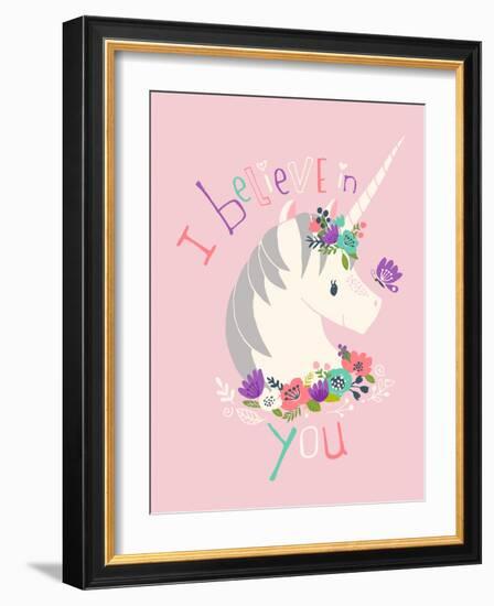 I Believe in You on Pink-Heather Rosas-Framed Art Print