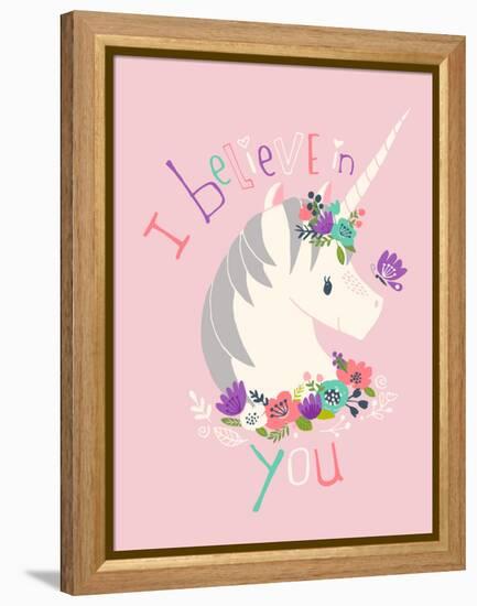 I Believe in You on Pink-Heather Rosas-Framed Stretched Canvas