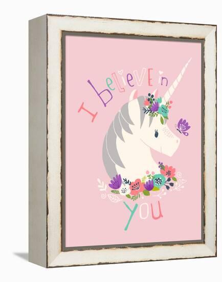 I Believe in You on Pink-Heather Rosas-Framed Stretched Canvas