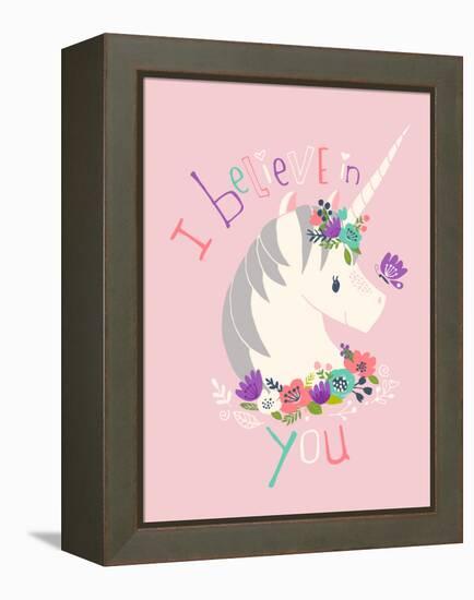 I Believe in You on Pink-Heather Rosas-Framed Stretched Canvas