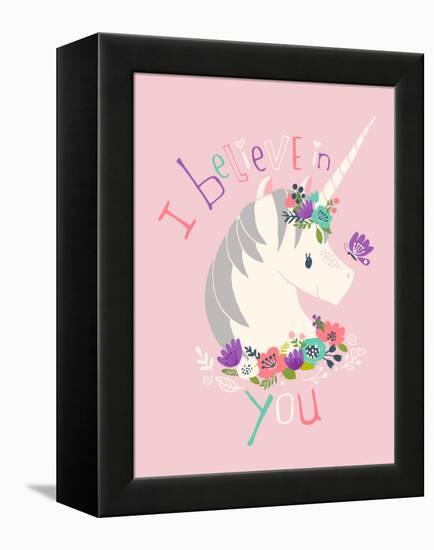 I Believe in You on Pink-Heather Rosas-Framed Stretched Canvas