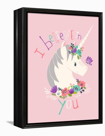 I Believe in You on Pink-Heather Rosas-Framed Stretched Canvas