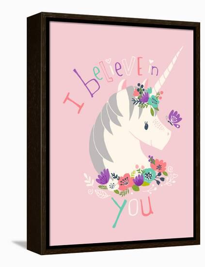 I Believe in You on Pink-Heather Rosas-Framed Stretched Canvas