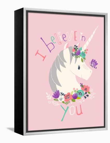 I Believe in You on Pink-Heather Rosas-Framed Stretched Canvas