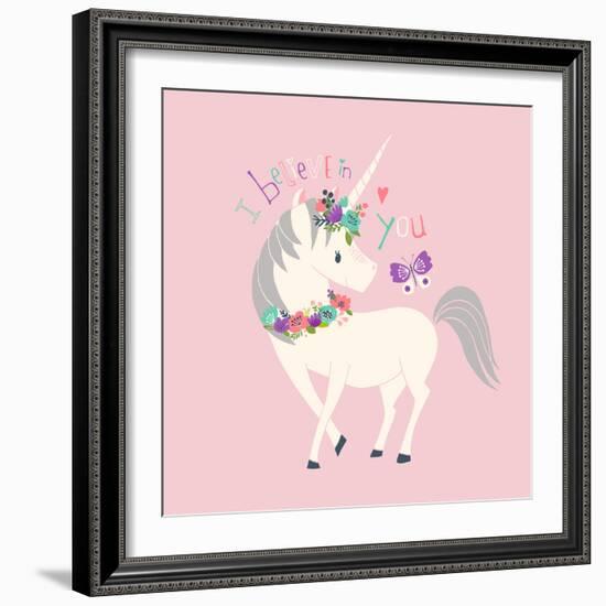 I Believe in You Unicorn-Heather Rosas-Framed Premium Giclee Print