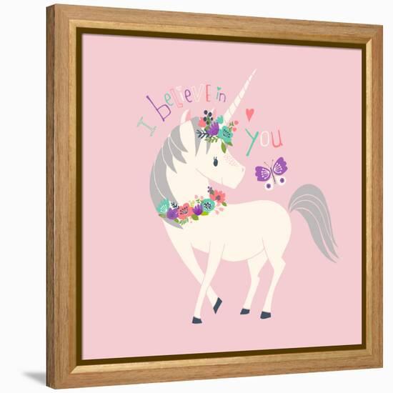 I Believe in You Unicorn-Heather Rosas-Framed Stretched Canvas