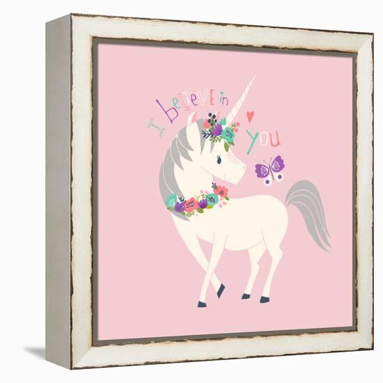 I Believe in You Unicorn-Heather Rosas-Framed Stretched Canvas