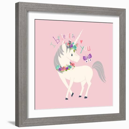 I Believe in You Unicorn-Heather Rosas-Framed Art Print