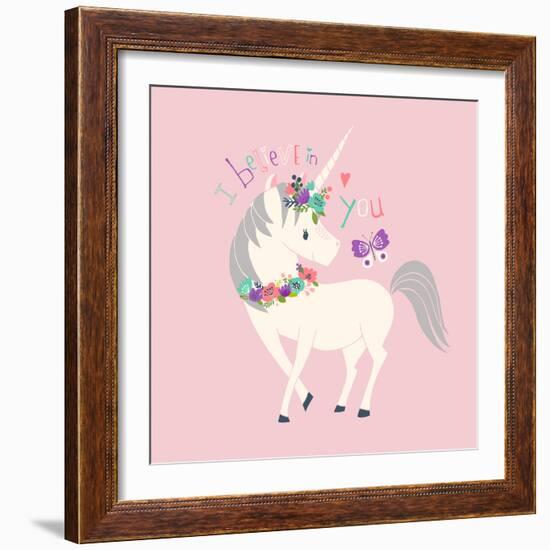 I Believe in You Unicorn-Heather Rosas-Framed Art Print