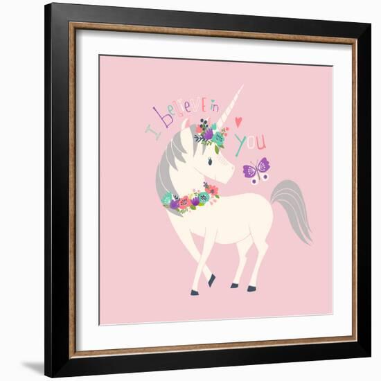 I Believe in You Unicorn-Heather Rosas-Framed Art Print