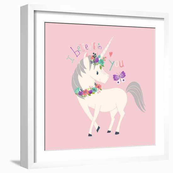 I Believe in You Unicorn-Heather Rosas-Framed Art Print