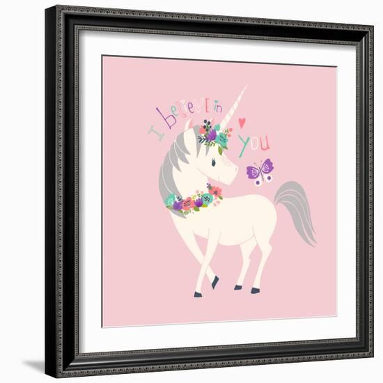 I Believe in You Unicorn-Heather Rosas-Framed Art Print