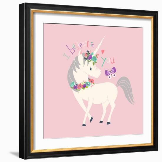 I Believe in You Unicorn-Heather Rosas-Framed Art Print