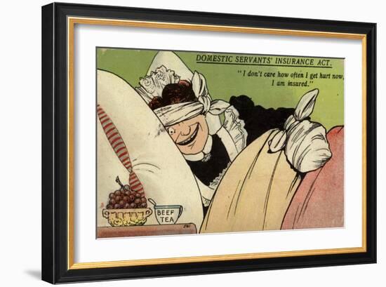 "I Don't Care How Often I Get Hurt Now, I Am Insured"-null-Framed Giclee Print