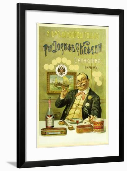 I Eat Only Canned Food by Joseph S. Kefeli Co. in Balaclava-null-Framed Art Print