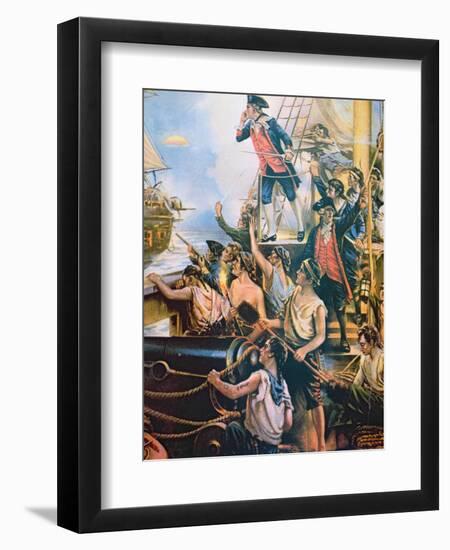 I Have Not Yet Begun to Fight', Jones Shouts Defiance from His Ship Bonhomme Richard to Hms Serapis-American-Framed Giclee Print