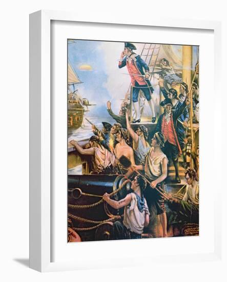 I Have Not Yet Begun to Fight', Jones Shouts Defiance from His Ship Bonhomme Richard to Hms Serapis-American-Framed Giclee Print