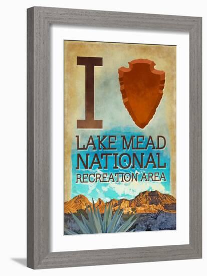 I Heart Lake Mead National Recreation Area-Lantern Press-Framed Art Print